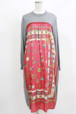 画像1: Jane Marple Dans Le Salon / Sewing kitコラボレーションドレス  rose×mix gray H-26-03-07-037-JM-OP-KB-ZH