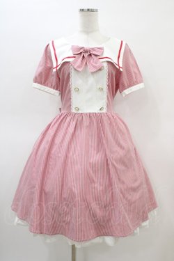 画像1: axes femme POETIQUE / ストライプセーラーワンピース M レッド H-26-03-07-1025-AX-OP-NS-ZH