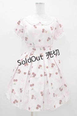 画像1: Ank Rouge / ハートロゴチェリーワンピース M ピンク H-26-03-07-1027-CA-OP-NS-ZH