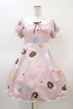 画像1: Ank Rouge / SweetDonutsリボンブローチワンピース M ピンク H-26-03-07-1028-CA-OP-NS-ZH