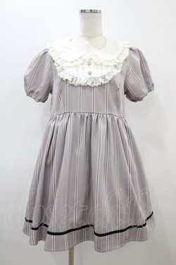 画像1: DearMyLove / ストライプドーリーワンピース M グレー H-26-03-07-1032-EL-OP-NS-ZH