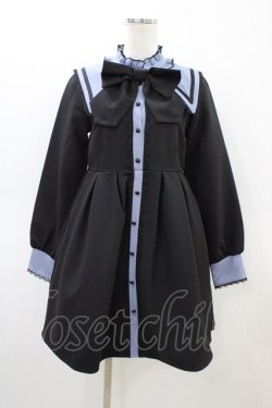 画像1: DearMyLove / 闇セーラー襟レースワンピース S ブラック/ブルー H-26-03-07-1035-EL-OP-NS-ZH