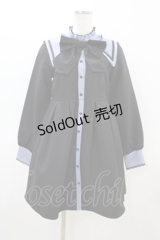 画像1: DearMyLove / 闇セーラー襟レースワンピース S ブラック/ブルー H-26-03-07-1035-EL-OP-NS-ZH (1)