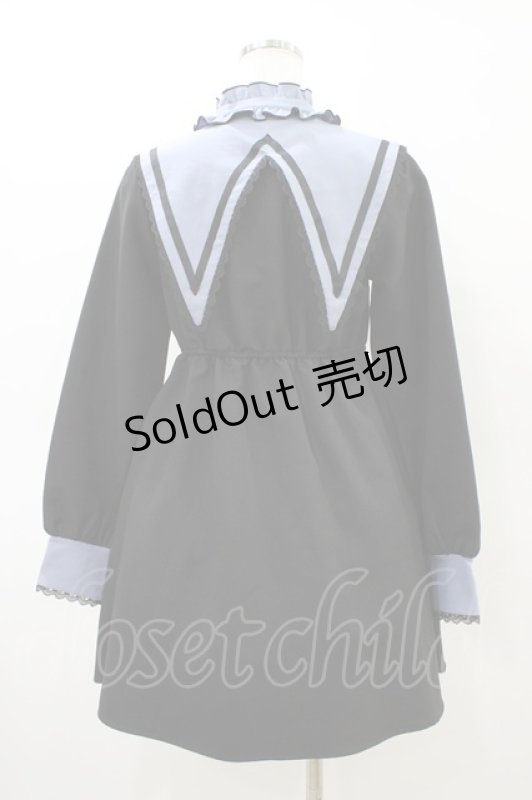 画像2: DearMyLove / 闇セーラー襟レースワンピース S ブラック/ブルー H-26-03-07-1035-EL-OP-NS-ZH (2)