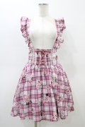 Ank Rouge / ストロベリーチェックスカート M ピンク H-26-03-07-1047-CA-SK-NS-ZH