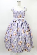 画像1: Enchantlic Enchantilly / おやすみ猫ちゃんジャンパースカート+ナイトキャップ 大きいサイズ ライラック H-26-03-07-1010-LO-OP-NS-ZH (1)