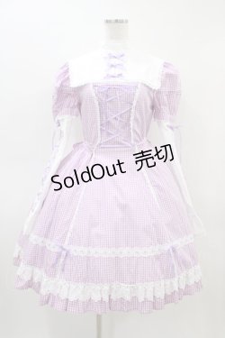 画像1: Angelic Pretty / ギンガム立ち襟ワンピース Free ラベンダー H-26-03-07-1020-AP-OP-NS-ZH