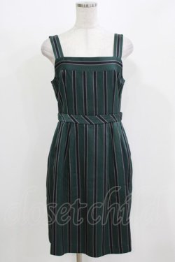 画像1: Jane Marple / レジメンタルストライプジャンパースカート  グリーン H-26-03-07-051-JM-OP-KB-ZH