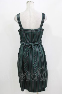 画像3: Jane Marple / レジメンタルストライプジャンパースカート  グリーン H-26-03-07-051-JM-OP-KB-ZH