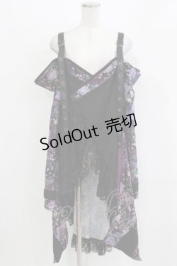 画像1: Qutie Frash / オフショル着物カーデ  黒×紫 H-26-03-07-057-QU-TO-KB-ZH