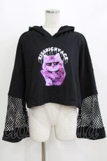 画像1: KRY CLOTHING / メッシュ切替ショート丈パーカー  黒 H-26-03-07-060-EL-TO-AK-ZH (1)