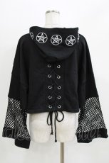 画像3: KRY CLOTHING / メッシュ切替ショート丈パーカー  黒 H-26-03-07-060-EL-TO-AK-ZH (3)