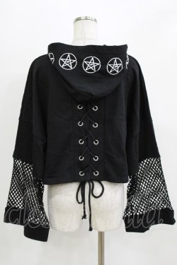 画像3: KRY CLOTHING / メッシュ切替ショート丈パーカー  黒 H-26-03-07-060-EL-TO-AK-ZH