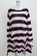 KILL STAR / Courtney Distress Knit Sweater M ピンク×黒 H-26-03-07-061-SL-TO-AK-ZH