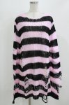 画像1: KILL STAR / Courtney Distress Knit Sweater M ピンク×黒 H-26-03-07-061-SL-TO-AK-ZH (1)