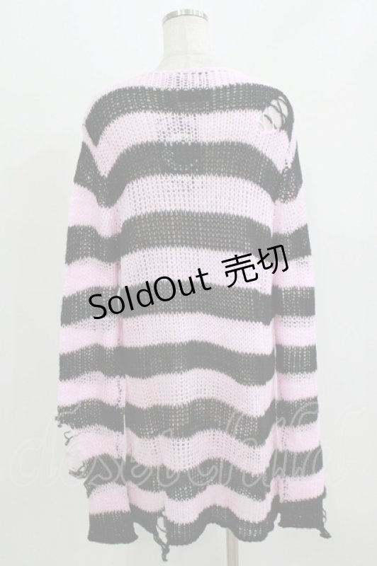 画像3: KILL STAR / Courtney Distress Knit Sweater M ピンク×黒 H-26-03-07-061-SL-TO-AK-ZH (3)