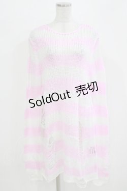 画像1: KILL STAR / Marshmallow Knit Sweater S ピンク×白 H-26-03-07-062-SL-TO-AK-ZH