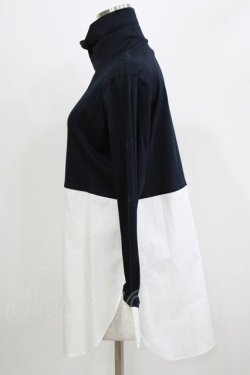 画像2: Jane Marple Dans Le Salon / Crumple collar pullover  ネイビー×オフホワイト H-26-03-07-064-JM-TO-KB-ZH