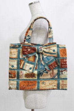 画像1: Jane Marple / ブリティッシュチョコレートバーのリボントート  ピーコックブルー H-26-03-07-070-JM-BG-KB-ZH