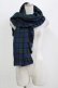 画像1: Jane Marple / ウールタータンのフリルストール  ネイビー×グリーン H-26-03-07-072-JM-ZA-KB-ZH (1)