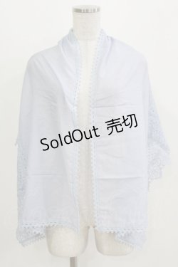 画像1: Jane Marple Dans Le Salon / コットンシルクのレースストール  ブルーグレイ H-26-03-07-074-JM-ZA-KB-ZH