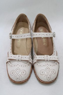 画像1: Jane Marple / トゥリボンのメリージェーンシューズ M オフホワイト H-26-03-07-079-JM-SH-KB-ZH
