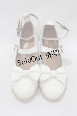 画像1: Jane Marple / トゥリボンのWストラップシューズ M オフホワイト H-26-03-07-080-JM-SH-KB-ZH