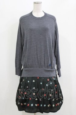 画像1: Jane Marple Dans Le Salon / Knit&Playing cards collaborationドレス M ミックスグレー×ブラック H-26-03-07-010-JM-OP-KB-ZH