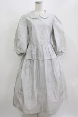 Jane Marple / クラッシュタフタ ラウンドカラードレス M シルバーグレー H-26-03-07-014-JM-OP-KB-ZH