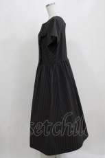 画像2: Jane Marple / British stripeタブリエドレス M チャコールグレー H-26-03-07-015-JM-OP-AK-ZH (2)