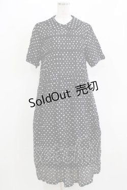 画像1: Jane Marple Dans Le Salon / Polka dots shirring dress M ブラック H-26-03-07-016-JM-OP-AK-ZH