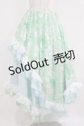 Qutie Frash / 和柄ロングスカート  ミントグリーン H-26-03-07-021-QU-SK-KB-ZH