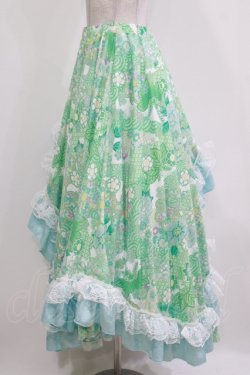 画像2: Qutie Frash / 和柄ロングスカート  ミントグリーン H-26-03-07-021-QU-SK-KB-ZH