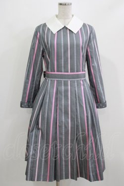 画像1: Jane Marple / Ribbon stripe jacquardのパブリックドレス  グレー H-26-03-07-025-JM-OP-KB-ZH