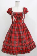 BABY,THE STARS SHINE BRIGHT / タータンチェックミニ袖ジャンパースカート&カチューシャセット Free エンジ H-26-03-08-028-BA-OP-NS-ZH