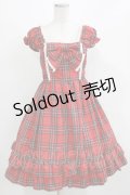 BABY,THE STARS SHINE BRIGHT / タータンチェックミニ袖ジャンパースカート&カチューシャセット Free エンジ H-26-03-08-028-BA-OP-NS-ZH