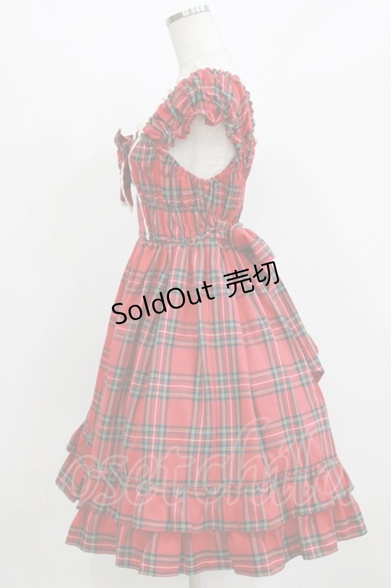 画像2: BABY,THE STARS SHINE BRIGHT / タータンチェックミニ袖ジャンパースカート&カチューシャセット Free エンジ H-26-03-08-028-BA-OP-NS-ZH (2)