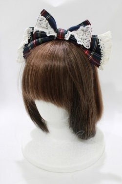 画像4: BABY,THE STARS SHINE BRIGHT / タータンチェックカチューシャ&リボンミニ袖ジャンパースカートセット Free ネイビー H-26-03-08-029-BA-OP-NS-ZH