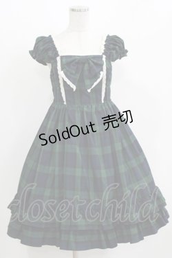 画像1: BABY,THE STARS SHINE BRIGHT / タータンチェックミニ袖ジャンパースカート&カチューシャセット Free ネイビー H-26-03-08-030-BA-OP-NS-ZH