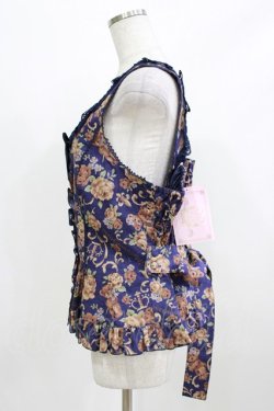 画像2: metamorphose / 【プラスサイズ】ゴブラン風くまちゃんフリルビスチェ プラスサイズ ネイビー H-26-03-08-061-ME-JA-NS-ZH