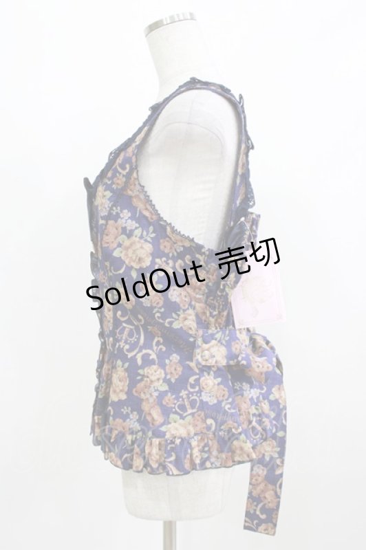 画像2: metamorphose / 【プラスサイズ】ゴブラン風くまちゃんフリルビスチェ プラスサイズ ネイビー H-26-03-08-061-ME-JA-NS-ZH (2)