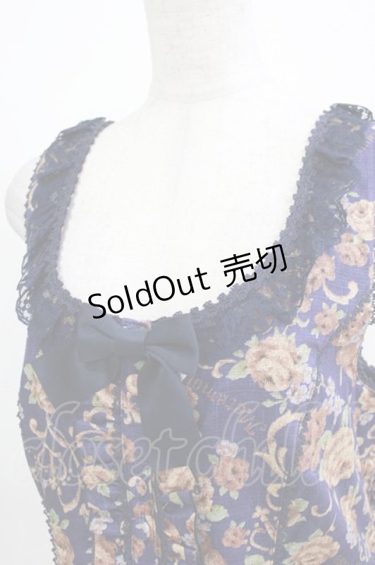 画像4: metamorphose / 【プラスサイズ】ゴブラン風くまちゃんフリルビスチェ プラスサイズ ネイビー H-26-03-08-061-ME-JA-NS-ZH (4)