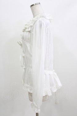 画像2: metamorphose / スクエアあきシャーリング長袖ブラウス Free 白 H-26-03-08-062-ME-BL-NS-ZH