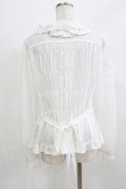 画像3: metamorphose / スクエアあきシャーリング長袖ブラウス Free 白 H-26-03-08-062-ME-BL-NS-ZH