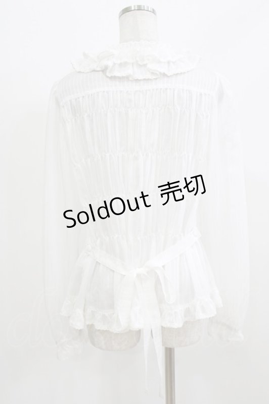 画像3: metamorphose / スクエアあきシャーリング長袖ブラウス Free 白 H-26-03-08-062-ME-BL-NS-ZH (3)