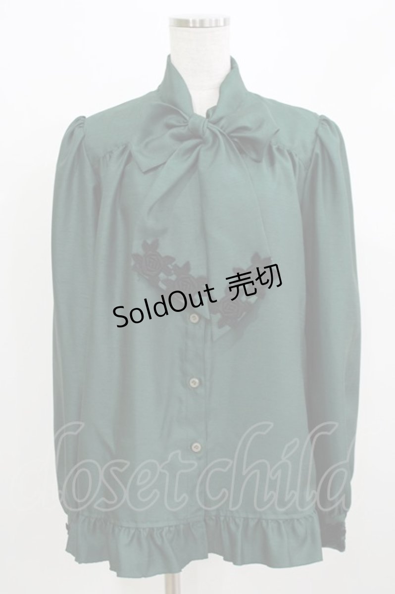 画像1: Enchantlic Enchantilly / ノーブルリボンタイブラウス Free グリーン H-26-03-08-068-LO-BL-NS-ZH (1)