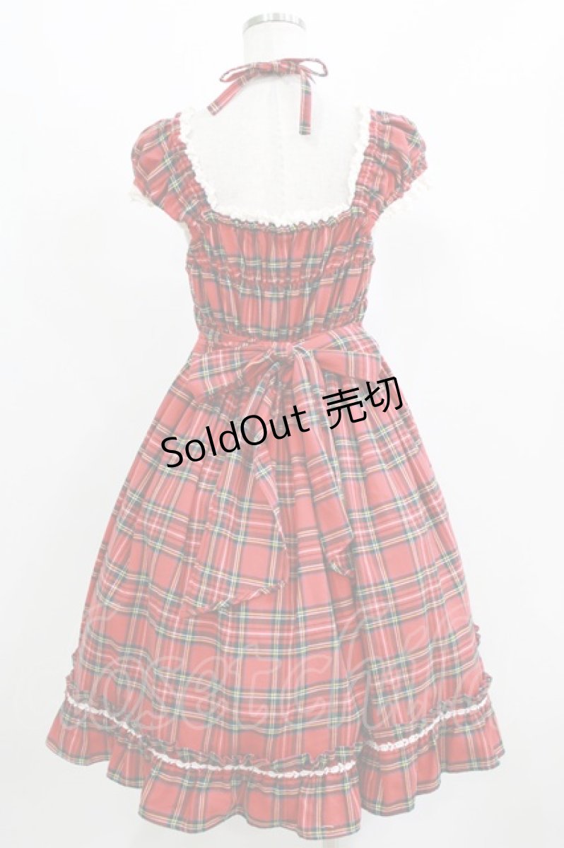 画像3: BABY,THE STARS SHINE BRIGHT / タータンチェックリボンミニ袖ジャンパースカート Free エンジ H-26-03-08-008-BA-OP-NS-ZH (3)