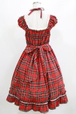 画像3: BABY,THE STARS SHINE BRIGHT / タータンチェックリボンミニ袖ジャンパースカート Free エンジ H-26-03-08-008-BA-OP-NS-ZH (3)