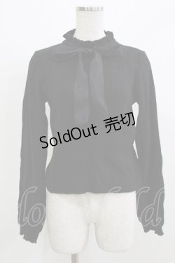 画像1: axes femme POETIQUE / リボン付きニットプルオーバー M ブラック H-26-03-08-074-AX-TO-NS-ZH