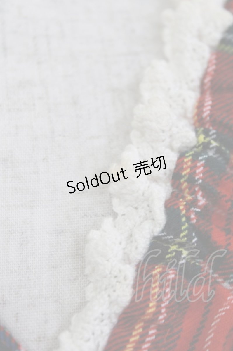 画像4: BABY,THE STARS SHINE BRIGHT / タータンチェックリボンミニ袖ジャンパースカート Free エンジ H-26-03-08-008-BA-OP-NS-ZH (4)